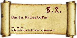 Berta Krisztofer névjegykártya